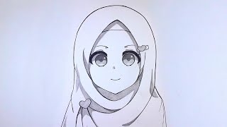 cara menggambar anime berhijab [upl. by Iblehs604]