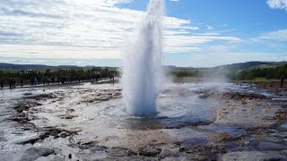 The Geysirs of the Haukadalur Geothermal Area Geysir Strokkur  IslandIceland [upl. by Einnij]