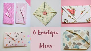 6 Easy Paper Envelopes  Folding Letter into Envelopes  Valentines Day Gift Envelope envelope [upl. by Garlinda118]