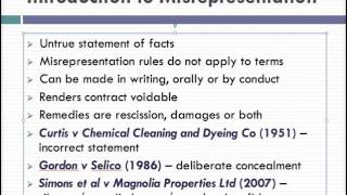 Misrepresentation Lecture 1 of 4 [upl. by Stegman]