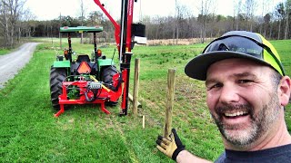 Tractor Driving Posts for Kentucky 4 Board Fencing [upl. by Nachison]