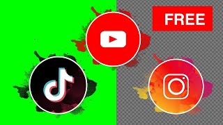 Instagram youtube TikTok logo animation  green screen transparent background [upl. by Eirol]